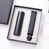 Set de Regalo Ejecutivo de Lujo para Clientes de Negocios: Paraguas Automático, Cuaderno de Cuero, Bolígrafo Ejecutivo, Memoria USB 4 en 1, Caja de Oficina con Logotipo Personalizado