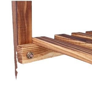 Solid <b>Wood</b> Multi Tier Flower Rack Walnut Color Indoor Outdoor Plant Stand With Wheels For Living Room Balcony - Product Image 5