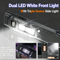 Senter LED Ultra Tipis Portabel Mini 1100 Lumen Tampilan Digital Tiga Sumber Cahaya Senter Pertahanan Diri Luar Ruangan yang Dapat Diisi Ulang