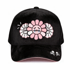Gorra de 5 Paneles de Terciopelo Afelpado con Bordado Floral 3D y Estampado de Calavera, Ajustable con Cierre <span class=keywords><strong>a</strong></span> Presión, Estilo Urbano, Barbas Hats <span class=keywords><strong>Bon</strong></span>é - Product Image 2