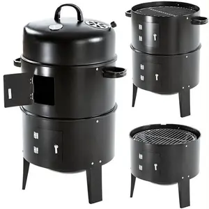3 In 1 Smokeless 3 Layers Tower Barrel Charcoal Barbecue Grill Smoker Vertical Charcoal Bbq Grills Smoker Grill