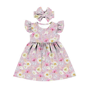 <span class=keywords><strong>2022</strong></span> printemps Floral petites filles <span class=keywords><strong>robe</strong></span> avec arc Flutter manches fille robes 6 à 14 ans princesse robes formelles pour les filles - Product Image 3