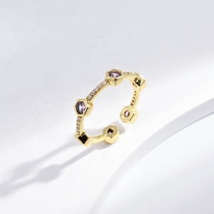 factory price plata 925 sterling silver zircon 24k gold <b>rings</b> minimalist zircon woman fashion <b>dainty</b> stacking cheap finger <b>ring</b> - Product Image 2