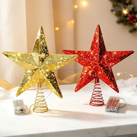 Handgefertigter Moderner Kunststoff-Stern mit Federbasis als Baumspitzen-Dekoration für Weihnachtsbäume und Festtagsdekorationen