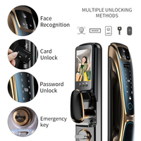 Serrure Intelligente HanDaily de Qualité Supérieure Couleur Or, Verrou de Porte Intelligent Tuya avec Reconnaissance Faciale, Empreinte Digitale et Caméra pour la Maison