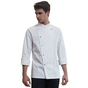 Camisetas de <span class=keywords><strong>Chef</strong></span> Unisex de Alta Gama, <span class=keywords><strong>100</strong></span>% Poliéster Tejido, Manga Larga, con Cierre de Broches, Logotipo Personalizado, para Restaurantes y Cocinas - Product Image 2