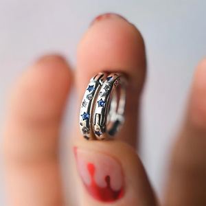 Star Moon Design <b>Stud</b> Earrings Tibetan <b>Silver</b> Geometric Bezel Setting Party Jewelry Gift - Product Image 3