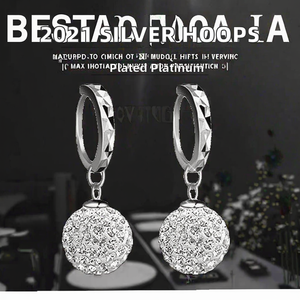 Wholesale 2021 925 <b>Silver</b> Round <b>Hoop</b> Earrings for Women Cute Geometric Flashing Style for Wedding and Party Gift - Product Image 2