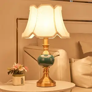 Luxury Ceramic Table Lamp With Paper Lampshade Vintage Lamp Bedside Light Hotel Project and Home Decoration Lighting