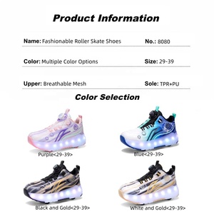 Patins à roulettes pour enfants, respirants, à 4 roues, LED, pour garçons et filles, vente en gros - Product Image 6
