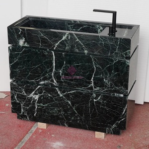 Mueble de Baño de Piedra Natural con Doble Cajón, Mármol Verde Alpi Sólido, Lavabo Integrado, Resistente a la Humedad para Uso Diario - Product Image 4