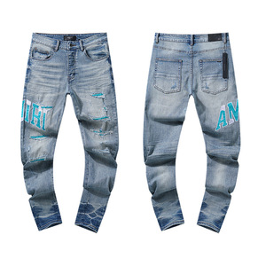 Jeans de Hombre Estilo Moto y Biker, con Recubrimiento de PU Ecológico, Lavado Desgastado, de Alta Calidad, Venta al Por Mayor 2026, Lujosos y Casuales - Product Image 1
