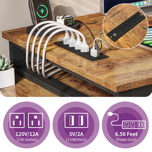 Ajunion Bàn Máy tính chơi game hình chữ L hiện đại với ổ cắm điện kệ kính điều chỉnh được escritorio bàn chơi game cho game thủ - Product Image 5