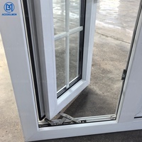 Ventana Abatible de PVC con Doble Vidrio Templado, Diseño Moderno con Rejilla, para Apartamento, Sala de Estar o Villa