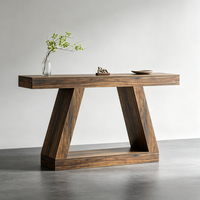 Table console rétro en bois avec structure géométrique, table d'appoint décorative pour entrée, couloir, salon ou près du canapé