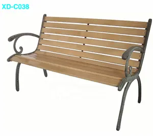 Long Steel Leg Wood Slat Camping Chair Outdoor Furniture Garden Bench