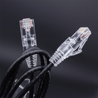 OEM kabel Patch UTP CAT6A Ultra ramping, kabel Patch tanpa pelindung 28AWG CAT6a UTP PVC transparan 1m