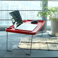 Bureau d'ordinateur portable pliable réglable en plastique et métal avec pieds métalliques et table pliante pour utilisation au lit
