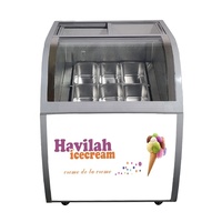 Petit congélateur commercial à glace et gelato à 6 bacs, refroidissement direct, dégivrage automatique, commande numérique, 2 portes pour