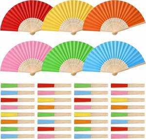 Home Decor Folding Hand Fans Silk Bamboo Plastic Craft Gift for Wedding Bridal <b>Shower</b> Party Guests Souvenir - Product Image 1