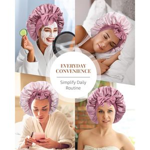 Cuffia di seta di gelso Premium 100% per donne 2 strati reversibili fascia per capelli Wrap per capelli - Product Image 2