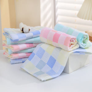 Serviette de Visage en Gaze de Coton Pur Carlota 35x75cm à Carreaux – Serviette de Nettoyage Quotidien – Ensemble Cadeau de Serviettes - Product Image 4