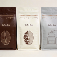 Sacs à café à fond plat avec valve, sacs à café en kraft imprimés sur mesure, sacs à valve anti-odeur en Mylar mat
