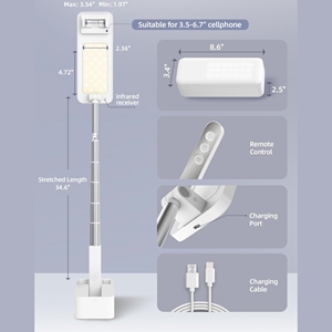 حامل هاتف محمول مرن جديد رائج بطارية قابلة للشحن لصور السيلفي الذكية حلقة ضوء ليد لعرض المحتويات المباشر مجموعة مبدع المحتوى - Product Image 3