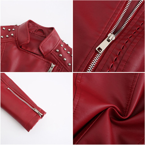 Veste en <span class=keywords><strong>simili</strong></span> <span class=keywords><strong>cuir</strong></span> PU à épaulettes et fermeture éclair intégrale pour femme, veste en <span class=keywords><strong>cuir</strong></span> de moto, veste courte décontractée d'hiver pour femme - Product Image 6