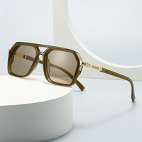 Nouvelles lunettes de soleil tendance pour hommes, design polygonal, double pont, protection UV400, logo personnalisé, en polycarbonate