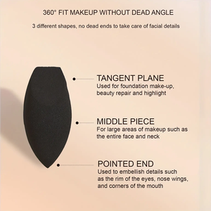 Éponge de Maquillage <span class=keywords><strong>Noire</strong></span> Personnalisée en Gros pour Fond de Teint, Éponge Beauté en Forme d'Œuf pour Application Cosmétique - Product Image 2