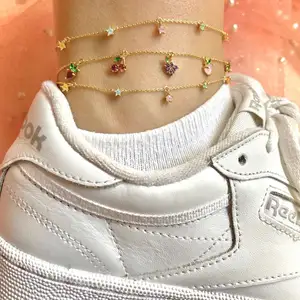 Vòng Chân Mạ Vàng 18K Phong Cách Instagram Hợp Thời Trang Trang Sức Chân Trái Cây Tennis Trái Tim Quả Đào Nho Vòng Chân Thời Trang Dự Tiệc Mùa Hè