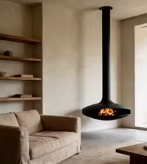 Customizable Suspended Indoor Bio <strong>Fireplace</strong> <strong>Black</strong> Matte Carbon Steel with High-temperature Resistant <strong>Paint</strong> 360-degree Rotation - Product Image 3