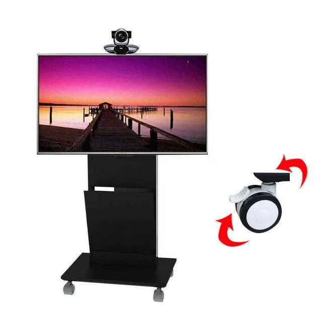 Adjustable Height Mobile Electric TV Lifting Floor Stand Rolling Stand Mobile TV Cart Trolley 32-65 Inch