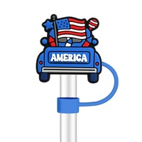 En gros, Capuchons de paille en silicone motif Gnome drapeau américain, universels 10mm, pour la Fête de l'Indépendance des États-Unis, accessoires pour boissons DIY