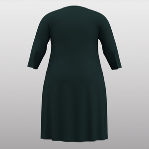 Abito Trendy 2025 Verde Smeraldo Scuro con Scollo a V, Maniche 3/4, Vestibilità Comoda per Ufficio, Casual, Riunioni e Tea Time - Product Image 4