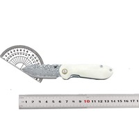 Couteau de poche Damas fait main, manche unique en os de vache, couteau EDC professionnel à roulement à billes pour collection ou cadeau