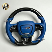 Volant de direction HZ Luxury en fibre de carbone forgée et cuir avec LED, 35 mm, 3/4 branches, couleur personnalisée, modèle Dodge Challenger SRT Hellcat Demon