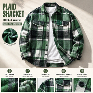 Chemise-veste à carreaux pour homme en polaire brossée douce, manches longues, boutonnée sur le devant, coupe décontractée, style vintage, décontractée, pour l'automne et l'hiver - Product Image 3