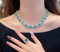 925 Sterling Silber Eingelegte Grüne Jade Blumen Bohemian Tropfen-Ohrringe für Frauen Luxuriöse Klassische Hochzeit mit Zirkonia für Geschenke Partys