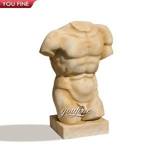 การออกแบบคลาสสิกขายส่งมือแกะสลักโบราณหินอ่อนเปลือยรูปปั้นลำตัวเปลือยประติมากรรมหน้าอกเปลือย - Product Image 4