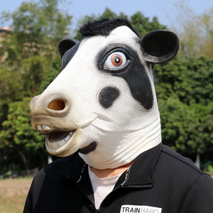 Máscara de Vaca Talla Única, Diseño Geométrico de Dibujos Animados, Accesorio para Fiesta de Halloween, Disfraz de Cosplay - Product Image 1