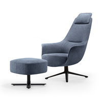 Fauteuil pivotant en tissu de luxe moderne avec structure en bois et pieds en fer pour hôtel, bureau, salle à manger et salle de sport