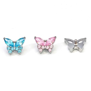 Pendientes de Titanio ASTM F136 con Incrustaciones de Zirconia, Diseño de Mariposa, Unisex, para Oficina/Trabajo, Boda, Piercing Helix - Product Image 2