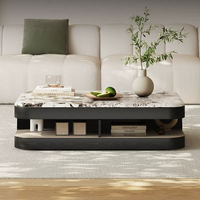 Ensemble de table basse rectangulaire en bois et marbre moderne de luxe, meubles de salon, élégant, stylé, unique, décoration italienne, design de créateur