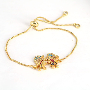 BC1262 Fashion <strong>Gold</strong> Plated Brass CZ Micro Pave Wrist Children Adjustable <strong>Bracelet</strong> <strong>Boys</strong> and Girls Charm Kids Chain <strong>Bracelet</strong> - Product Image 3