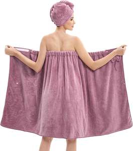 Serviette de bain pour femme, réglable, pour spa, gel douche, écologique, antibactérienne, super absorbante, en microfibre, en tissu polaire corail - Product Image 4