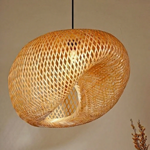 Decorative Bamboo Wicker Shade Hand Woven Pendant Lamp Modern Minimalist Bedroom Living <b>Room</b> Home Furniture Ceiling Light - Product Image 1