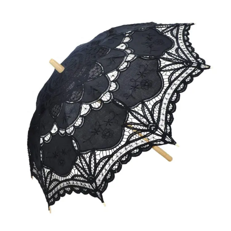 El yapımı saf pamuk dantel nakış kadın şemsiye gelin düğün şemsiyesi
