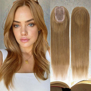 Toupet en PU Remy noir naturel pour femmes de 14 pouces prêt-à-expédier avec base en soie de bonne qualité Technique de base mono - Product Image 3